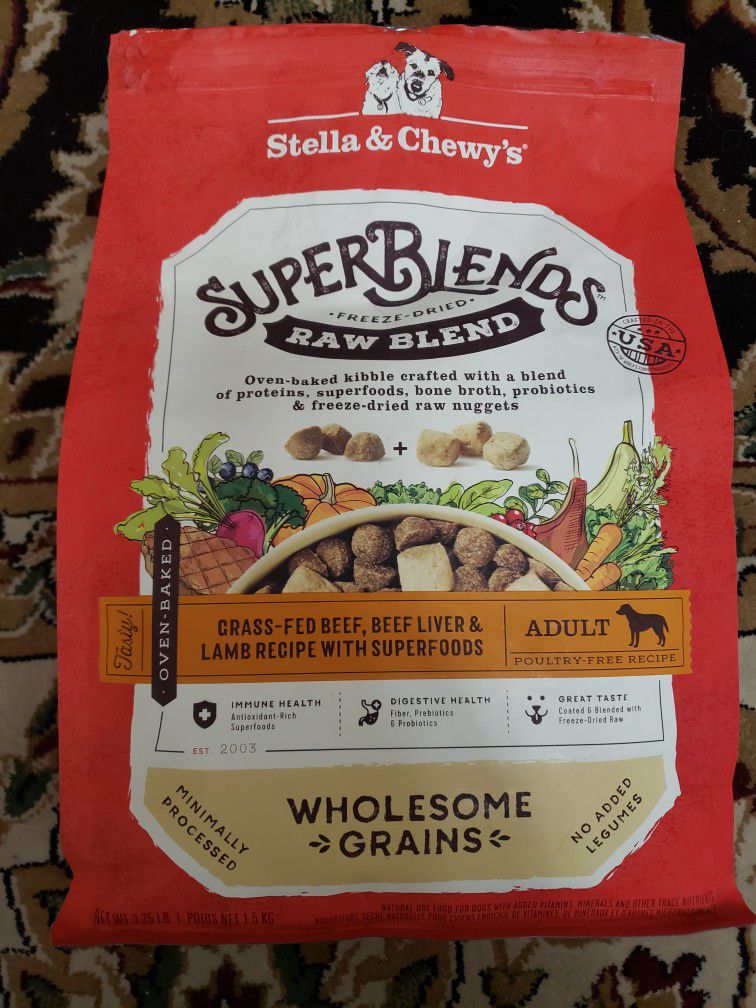 Stella & Chewy's Super Blends Dog Food  2.10lb Bag Beef Recipe Best By 2025