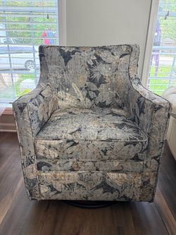 Floral Upholstered Swivel Accent Chair