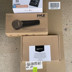 Pyle DJ mixer, Mic Boom Arm and Mic, and Microphone Cable