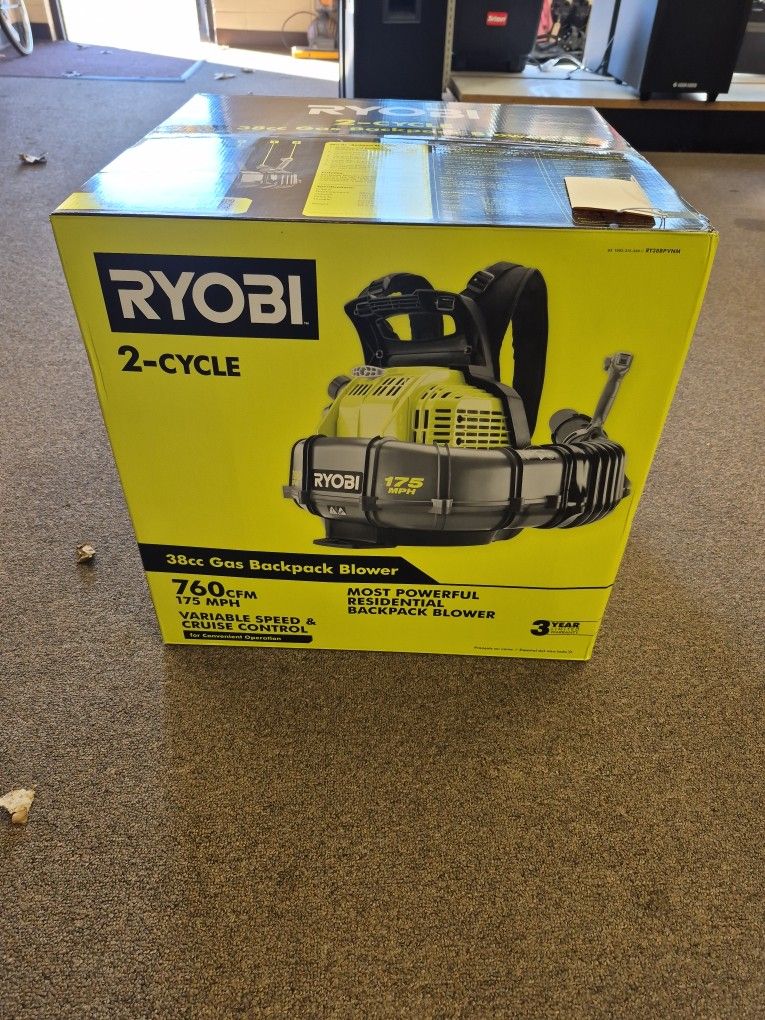 NEW Ryobi 38cc Gas Backpack Blower RY38BPVNM