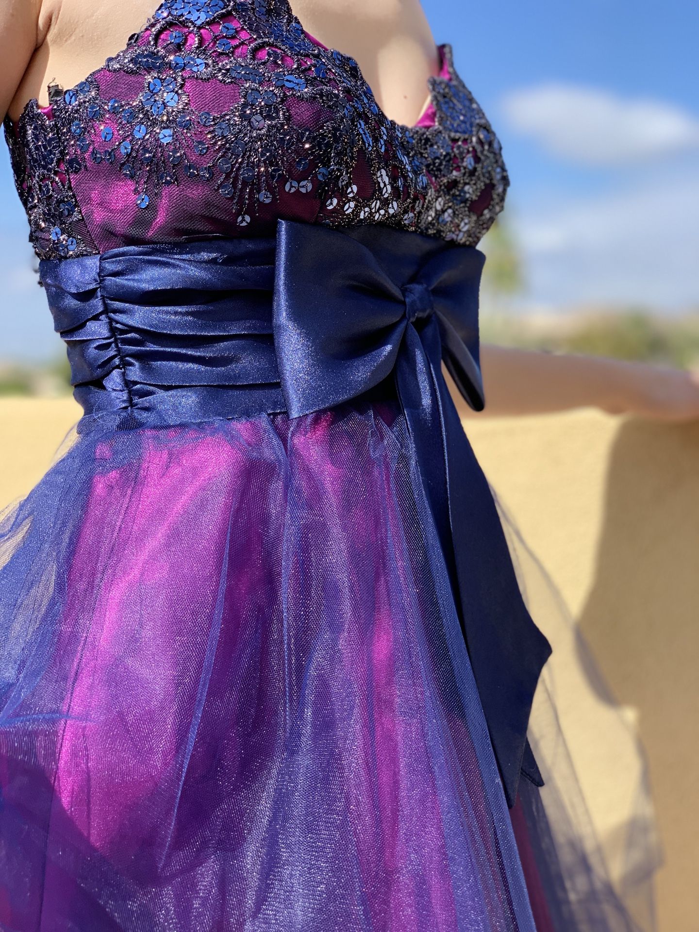 Navy blue and purple homecoming/cocktail dress