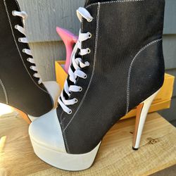Rachealnana Woman’s Cavans Platform Lace Up Stiletto Fashion Sneaker Boots