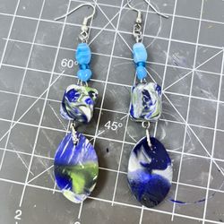 Handmade Seattle Seahawks Inspired Marble Drop Earrings