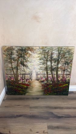 Garden Gate Landscape Oil Painting on Canvas