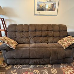 Reclining Couch, Green Recliner, Tan Chair