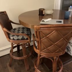 Real High Top Wooden Pub Table Set with 4 Chairs