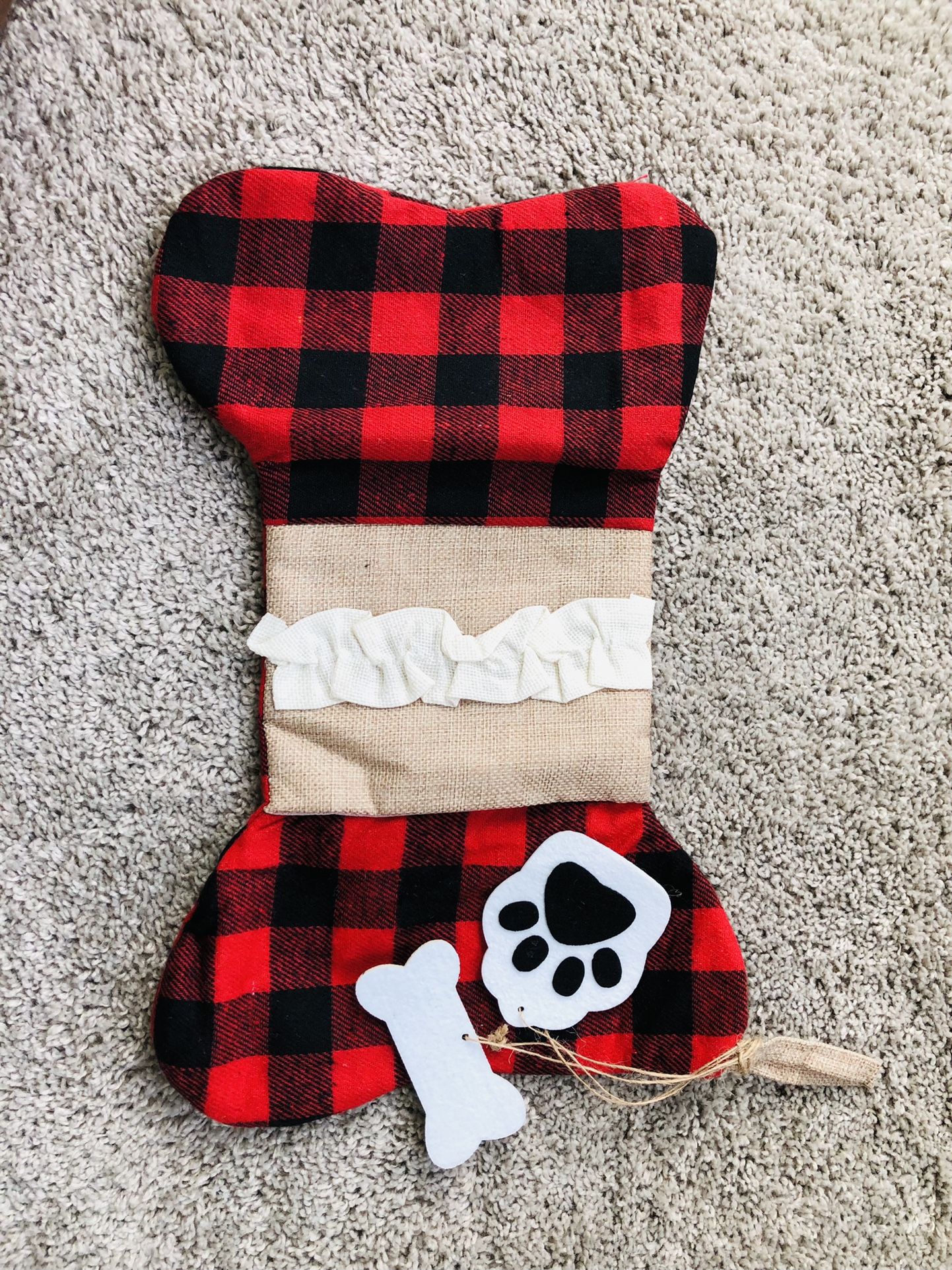 Christmas dog bone stocking Red