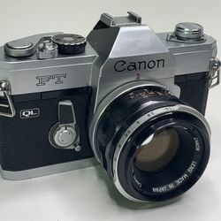 Canon FT QL  35mm SLR Film Camera with 50mm FL F1.8 Lens And Case With Strap