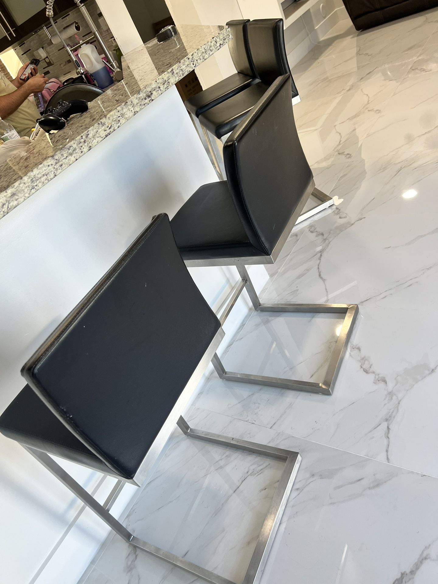 Black And Stainless Steel Counter Stools For Sale! 