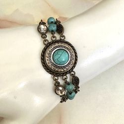 Gingersnaps Bronze/turquoise Tone Multi Chain Bracelet 