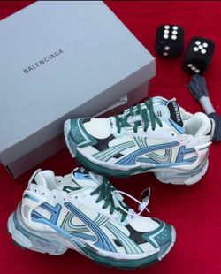 Balenciaga Runner Sneakers White/Blue/Green – Like New w/ Box