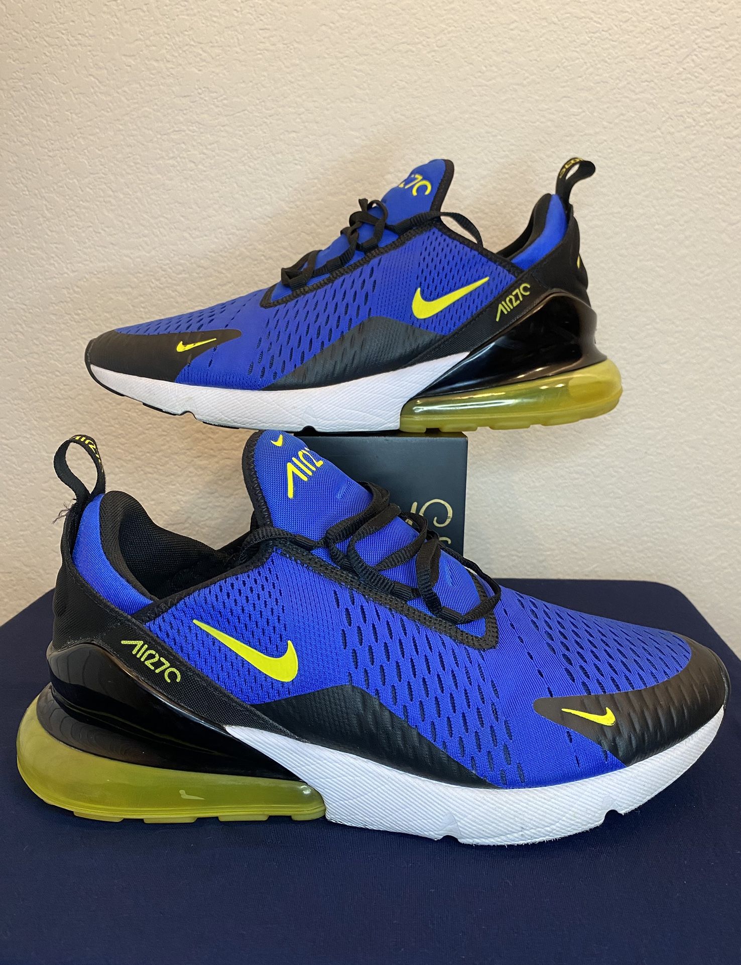 Nike Air Max 270 “WARRIORS” Game Royal/Dynamic Yellow Men’s Size 11.5 BV2517-400