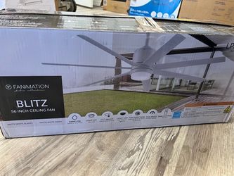 Fanimation Blitz 56-in Matte White LED Covered Outdoor Ceiling Fan With Light and Remote