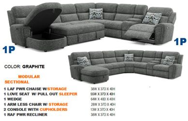 6+1 GREY POWER SECTIONAL SLEEPER CLOSEOUT SALE!