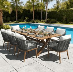 Outdoor Dining Set with Rope Chairs