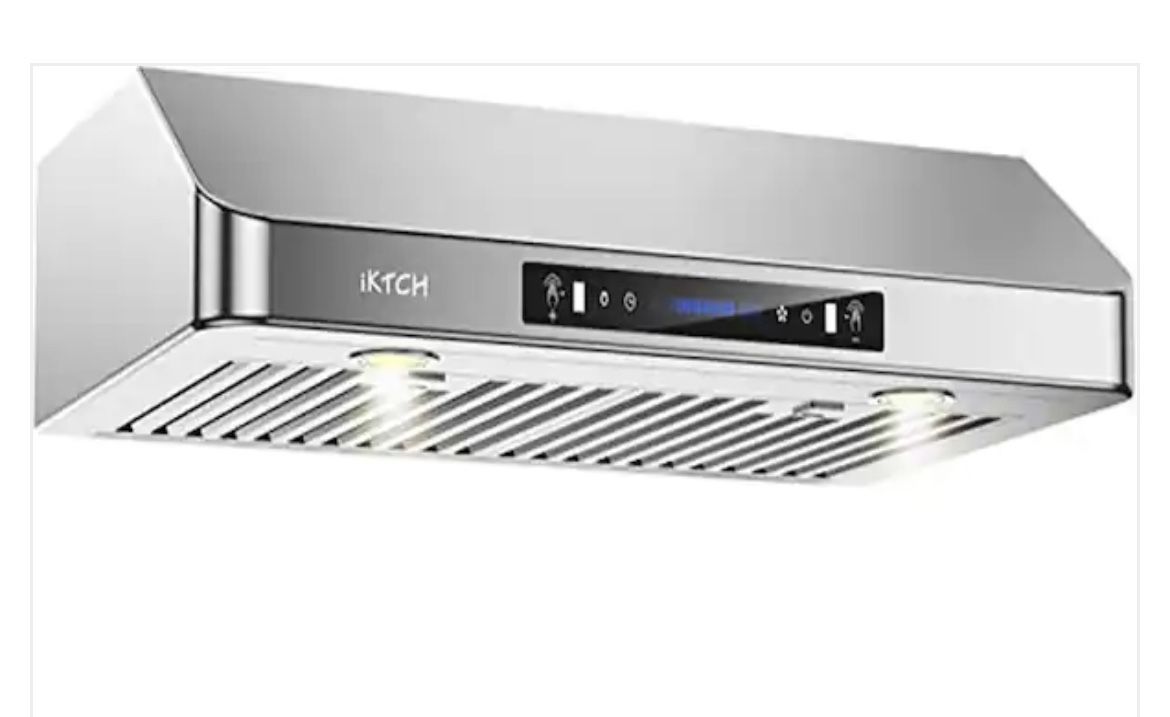 iKTCH 30 in. 900 CFM Ducted Under Cabinet Range Hood in Stainless Steel 4 Speed Gesture Sensing and Touch Control Panel
