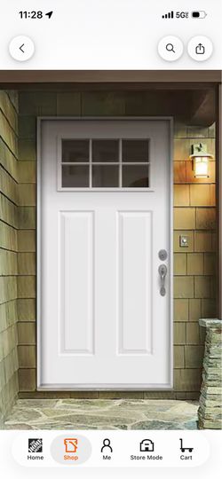 JELD-WEN Craftsman 30 in. x 80 in. Left-Hand/Inswing 6-Lite Clear Glass Primed Steel Prehung Front Door with 4-9/16 Jamb
