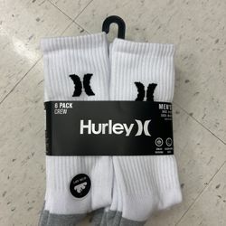 NWT Hurley men’s crew socks 6 pairs 