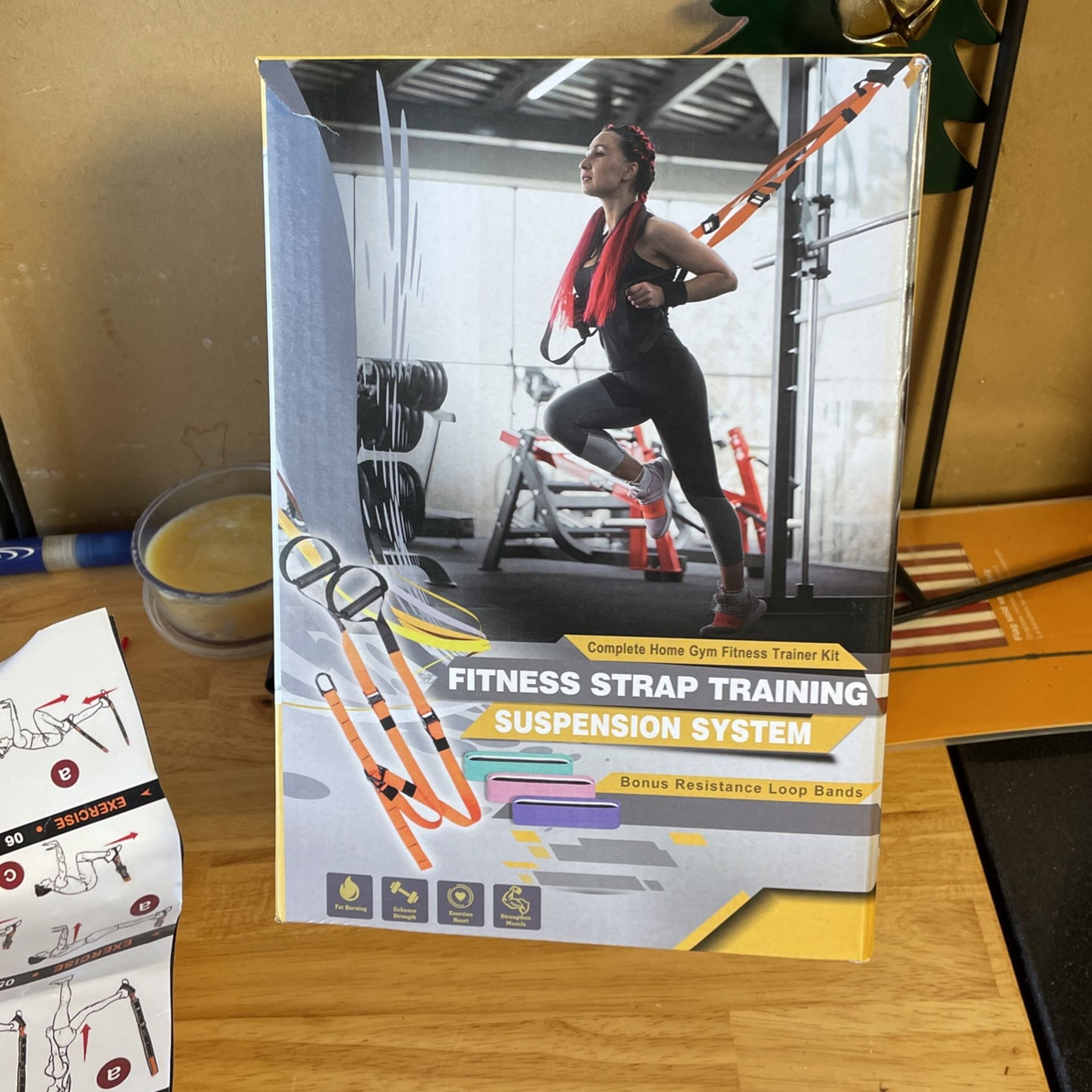 Fitness strap training suspension system
