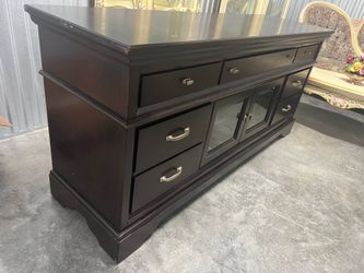 Wood tv console / dresser 74” long 30” tall 24” wide