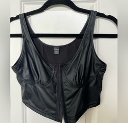 Faux leather crop top