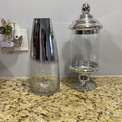 2Vase De Cristal Platiado $50