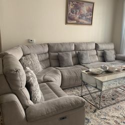 L Shaped Soft, Recliner Sofa , power reclining sectional sofa, 