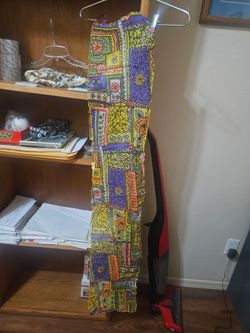 Scarf Multicolored Floral Pattern Nylon 1970s