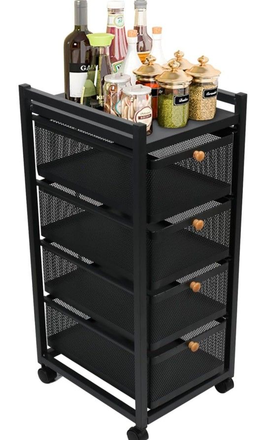 Fruit Vegetable Basket for Kitchen - 4 Tier Kitchen Storage Rack with Wheels(1 in stock)