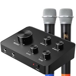 K201 Wireless Microphone Karaoke Mixer System, Dual Handheld Wireless Microphone