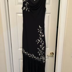 Alex Evenings Black Dress With Floral Accents