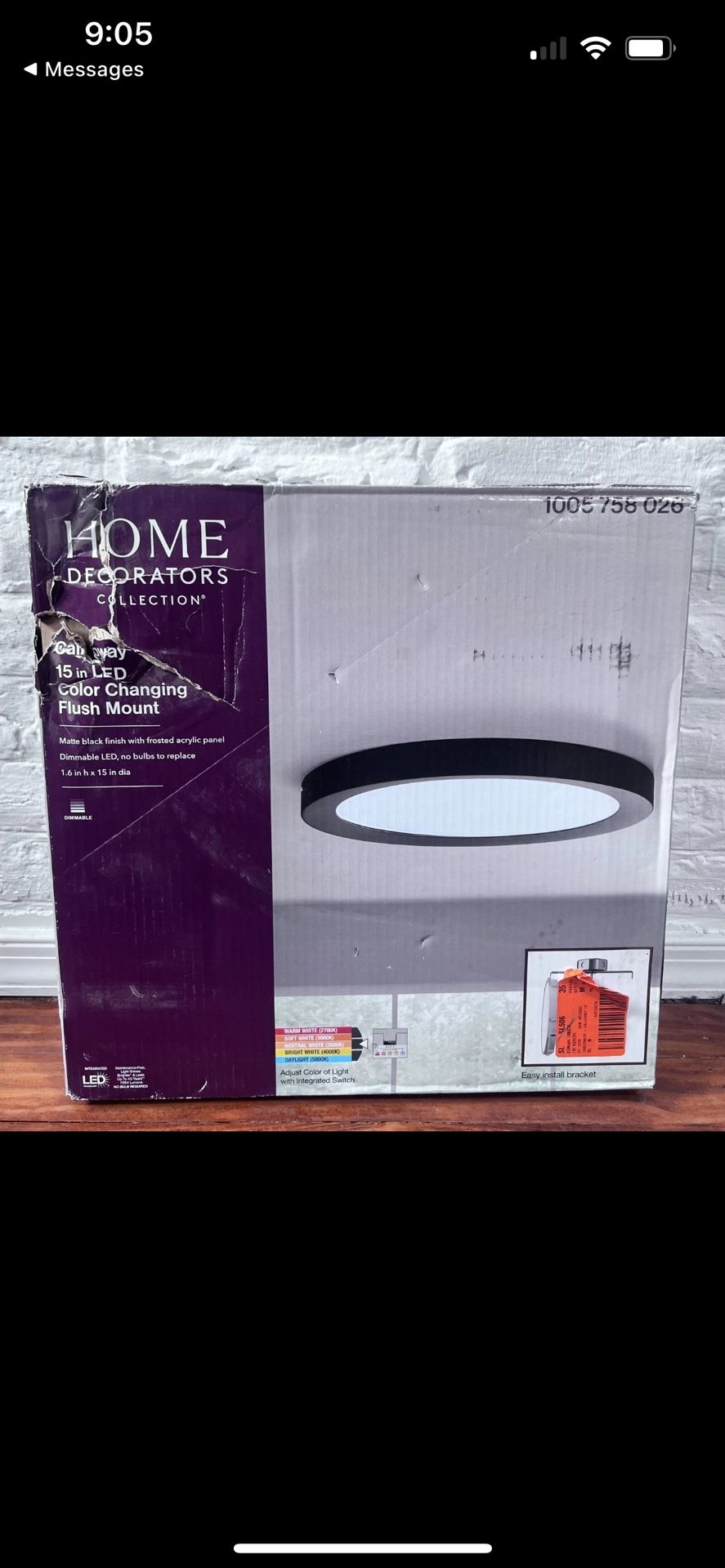 Home Decorators Collection Calloway 15 in Matte Black Selectable LED Flush Mount