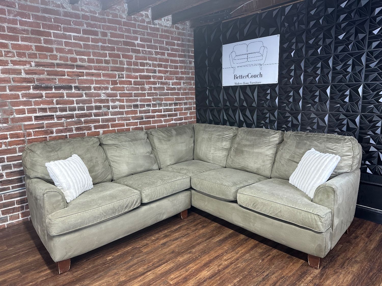 Free Delivery- green 2pc L shaped sectional couch