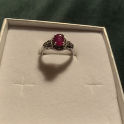 Real Ruby Sterling Silver Ring Sz 9