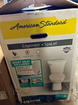 American Standard Edgemere Toilet With AquaWash Manual Bidet Seat Combo
