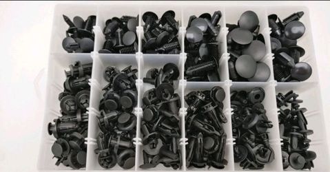 Assorted Black Plastic Car Trim Clips Set
