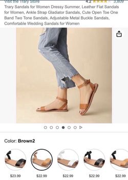 New Trary Adjustable Leather Flat Brown Sandals 10 | PORTERVILLE