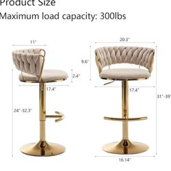 Gold Bar Stools Set of 2 $100