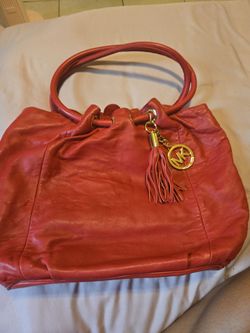Michael Kors Red Leather Tote Bag