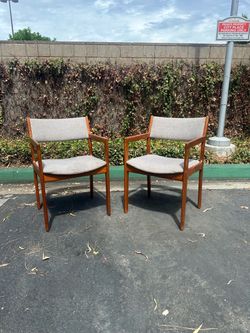 Pair of Mid Century D-Scan Wood Armchairs – Free OC Delivery