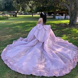 Mauve Pink Sparkle Quinceñera Dress 