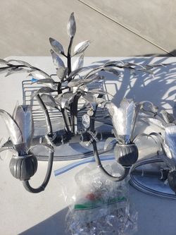 Two set of silver wall hanging lights real crystals