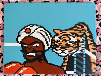 Original Hand-Painted 8-Bit Pixel Art Canvas — 14x18in