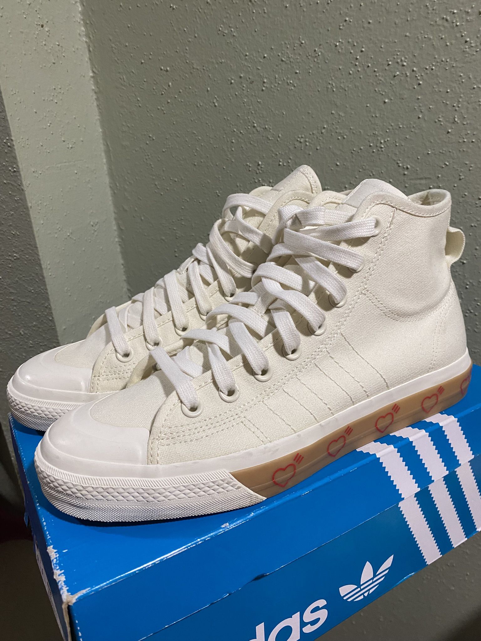Adidas Nizza Hi Human Made Canvas Sneakers Off White  US Size 9.5 Like New