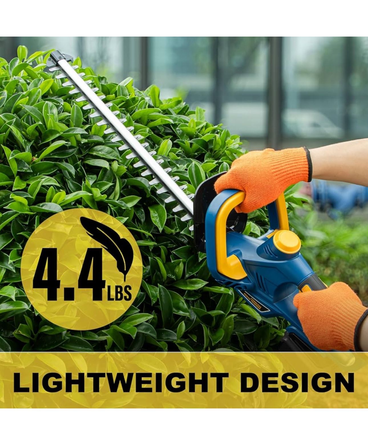 with 22'' Dual-Action Blade, 1600RPM, 3/5'' Cutting Width, Rotating Handle & Dual Switch Design (Battery Not Included) (Navy Blue)
