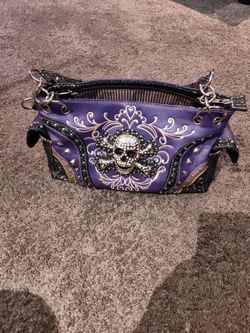 Purple Studded Skull Purse