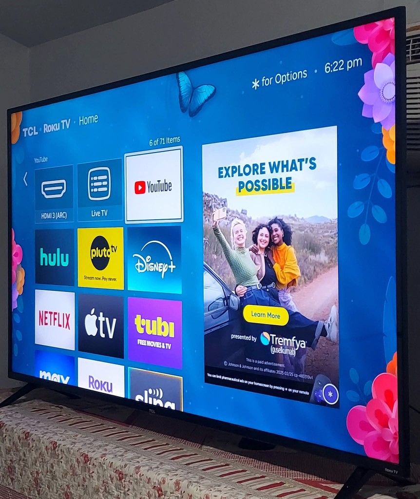🟠SMART TV TCL 75" 4K ROKU LED HDR DOLBY VISION FULL UHD 2160p🟢 ( NEGOTIABLE )🌕 FREE DELIVERY 🔴