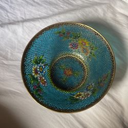 Antique plique a jour cloisonné plate/enamel/Transparency/China C.1940/Flowers