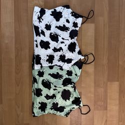 SHEIN Women's Cow Print Crop Top Lot of 2 XL