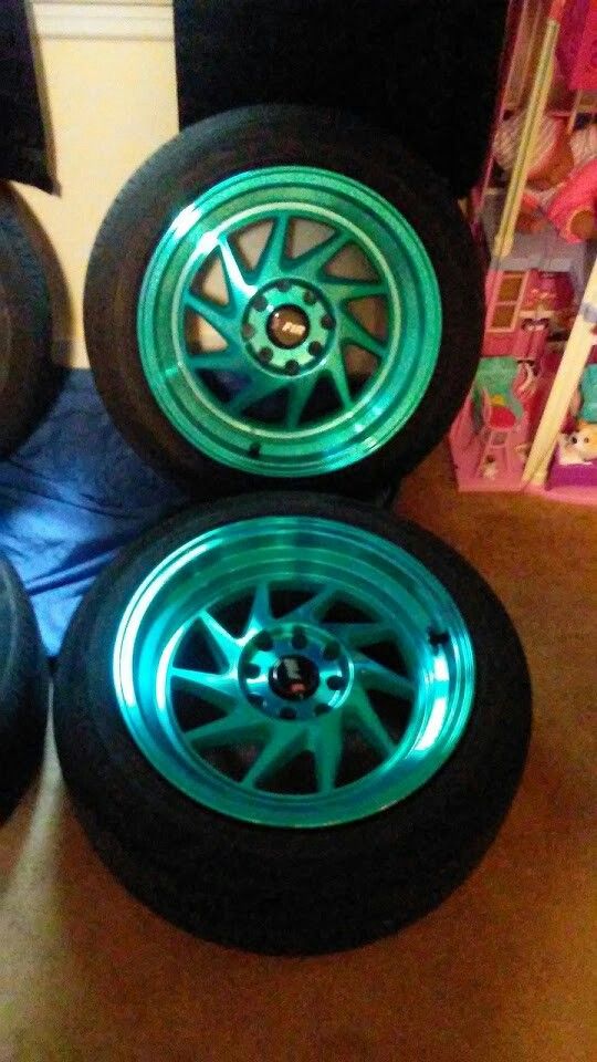 F1R Wheels F07 Machine Teal 15X8 4X100/4X114.3 for Sale in New Britain, CT  - OfferUp